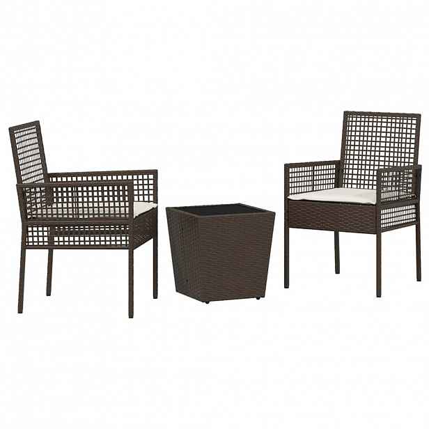 vidaXL Zahradní bistro set 3 ks Hnědá polyratan