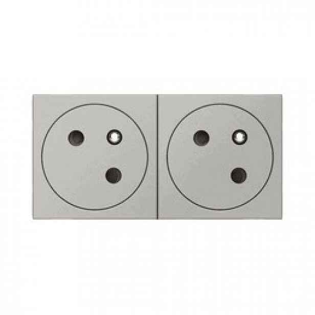 Zásuvka 2x 2P+Z kombinovaná 45st 4M hliníková Legrand 079272L