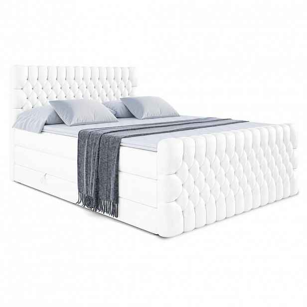 ALTDECOR POSTEL boxspring SERENE-Z KING – 160 x 200 – H3/H4 – vysoce lesklá bílá