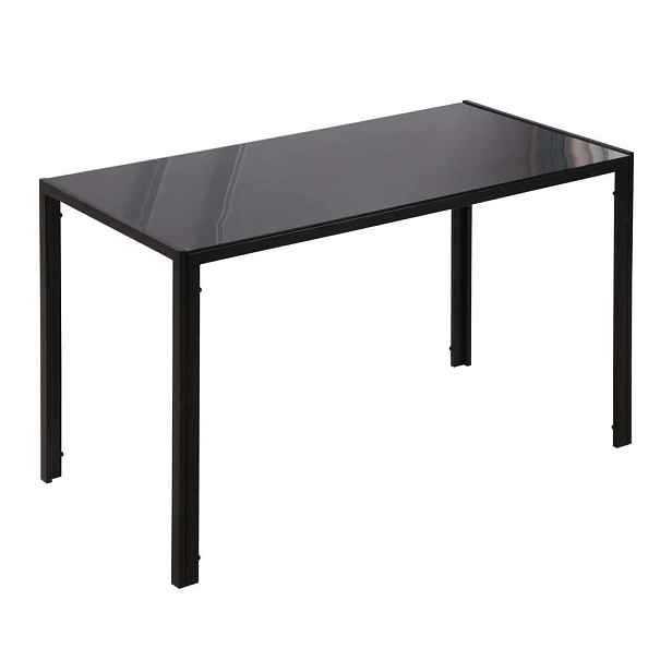 HOMCOM JÍDELNÍ STŮL Kuchyňský stůl pro 4 osoby, jídelní stůl do kuchyně z kovu, černý