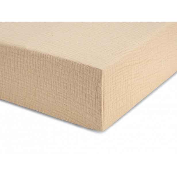 Jednolůžkové prostěradlo z mušelínu 90x200 cm Zvolte barvu: Béžová