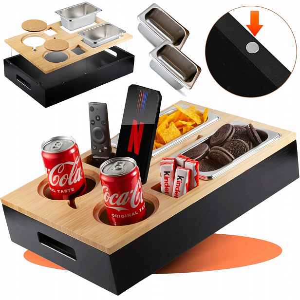 Podnos Na Pohovku, Stůl Na Občerstvení A Nápoje, 2 Misky Z Nerezové Oceli