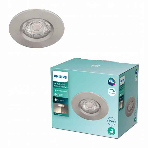 Podomítkové zapuštěné Led svítidlo 5.5W 350lm 2700K Nikl Bathroom Philips