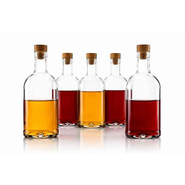 Skleněné ozdobné lahvičky 500 ml na tinktury Vodka se zátkami Svatba Vánoce 50 x
