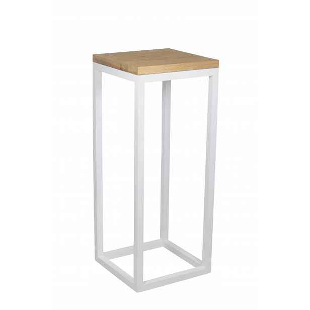 Stojanový Květináč velký Stojan Na Květiny 62 cm dubový dřevěný Bílý