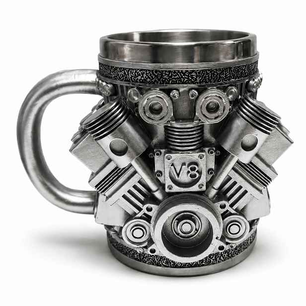 TEMU Hrnek V8 300 ml z nerezové oceli 304 pro automobilové nadšence, mechaniky a řidiče, dárek do garáže, dílny kanceláře