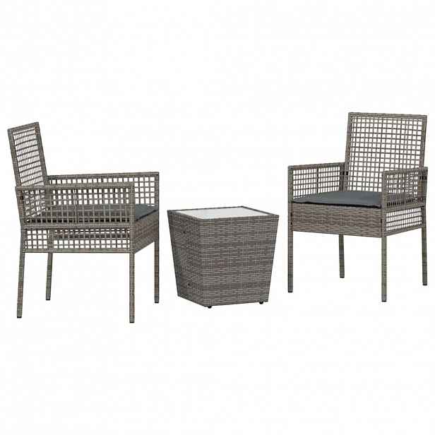 vidaXL Zahradní bistro set 3 ks Šedá polyratan