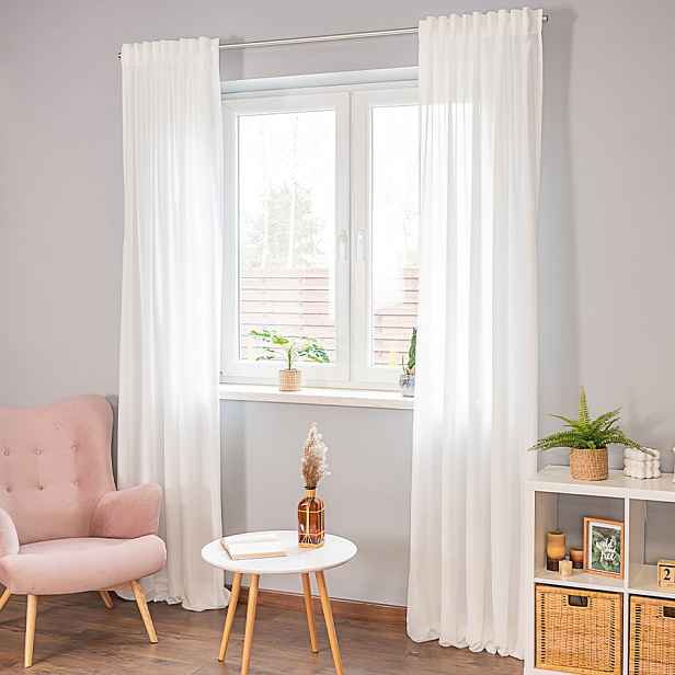 Dekorační JEMNÝ závěs s tunýlkem a zadními poutky BASIC bílá 145x250 cm (cena za 1 kus) MyBestHome