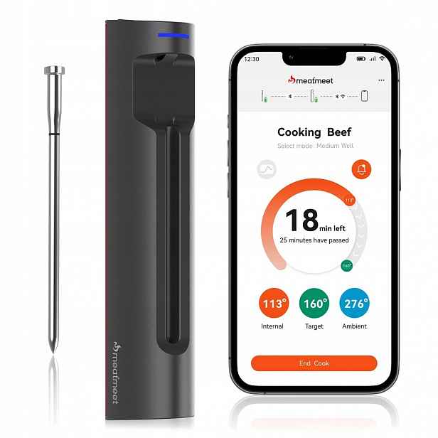 Kuchyňský teploměr Meatmeet S Pro s aplikací Bluetooth pro grilování