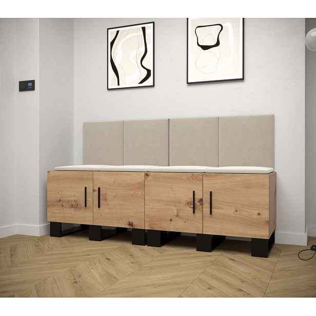 Předsíňová sestava RUMIE 20 - dub artisan, béžové panely