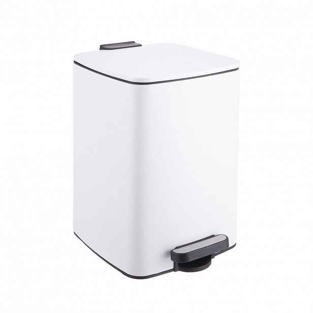 Relaxdays KOŠ Bílý odpadkový s pedálem Softclose 12 l