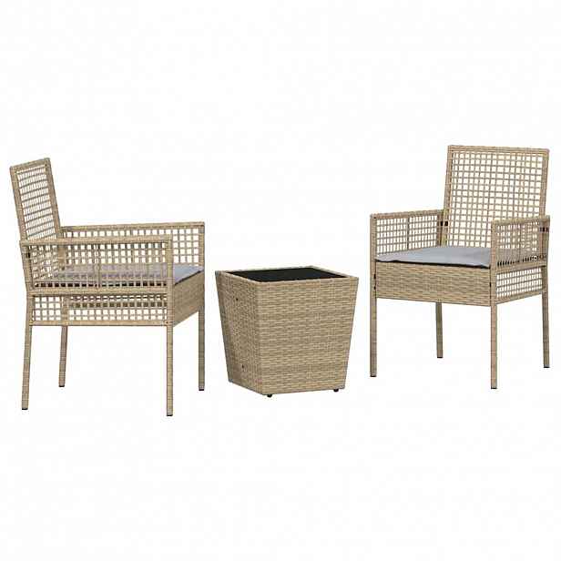 vidaXL Zahradní bistro set 3 ks Béžová polyratan