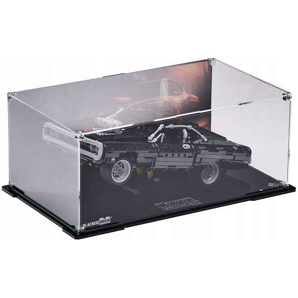 Vitrína s pozadím Blacked Brick pro Lego 42111 Technic Domova Dodge Charger