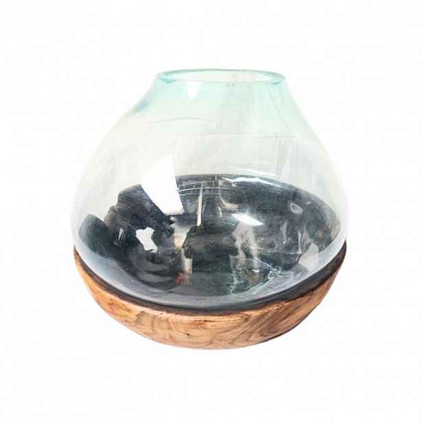 Ambia Home VÁZA, dřevo, sklo, 40 cm