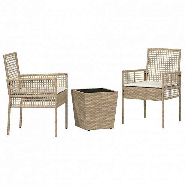 vidaXL Zahradní bistro set 3 ks Béžová polyratan