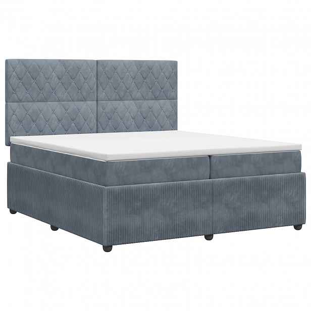 vidaXL Postel boxspring s matrací s čelo Tmavě šedá 200 x 200 cm Samet