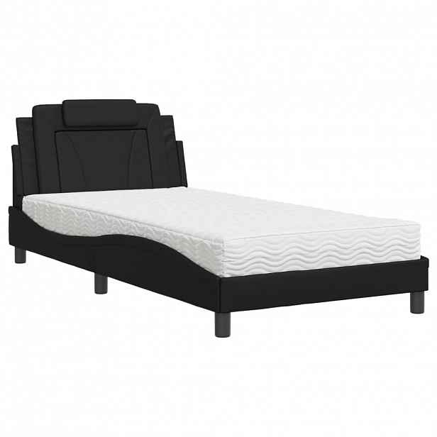 vidaXL Postel Viana s matrací černá 100 x 200 cm umělá kůže