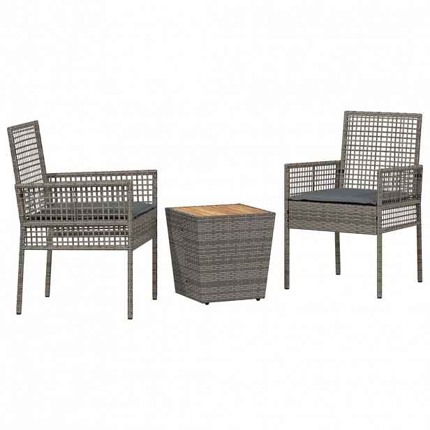 vidaXL Zahradní bistro set 3 ks Šedá polyratan