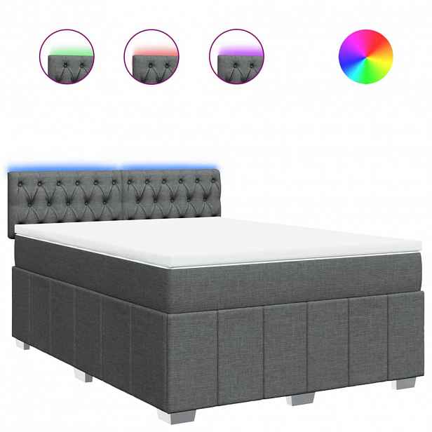 vidaXL Box spring postel s matrací tmavě šedá 160x200 cm textil