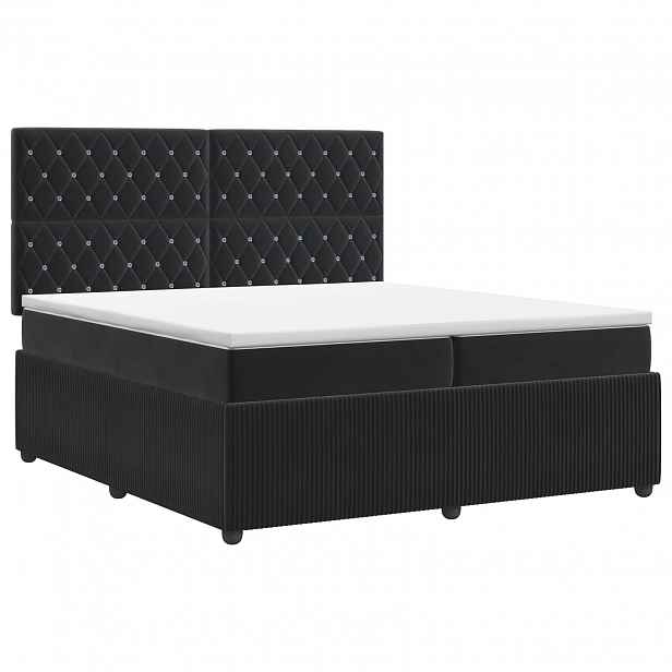 vidaXL Postel boxspring s matrací s čelo Černá 200 x 200 cm Samet