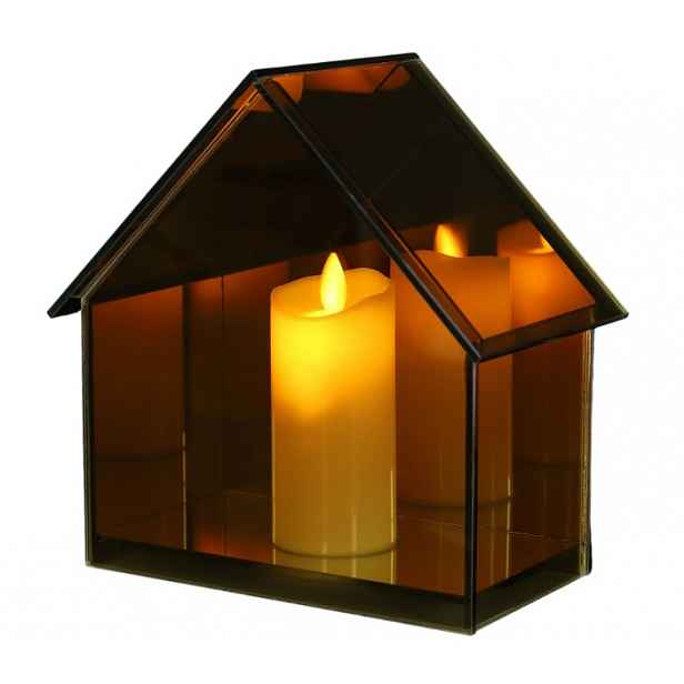 LED skleněný domeček GLOW HOUSE, hnědý - více velikostí Velikost: M