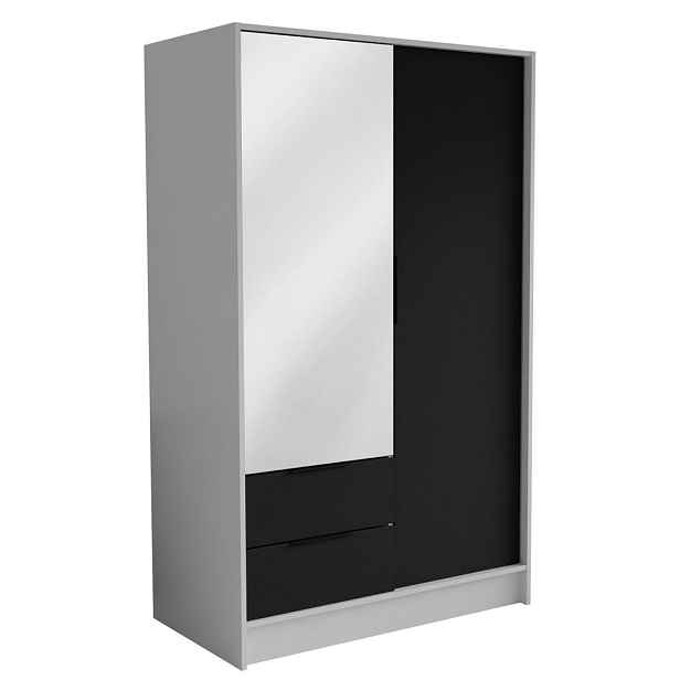 MASSENO ŠATNÍ SKŘÍŇ S OTOČNÝMI DVEŘMI CAVA, 102/200/51 cm moderní 2dveřová se zrcadlem, bílá