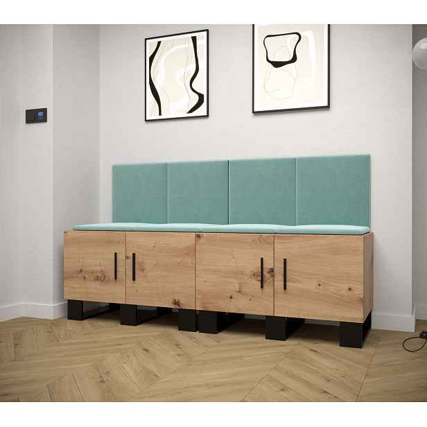 Předsíňová sestava RUMIE 20 - dub artisan, mátové panely