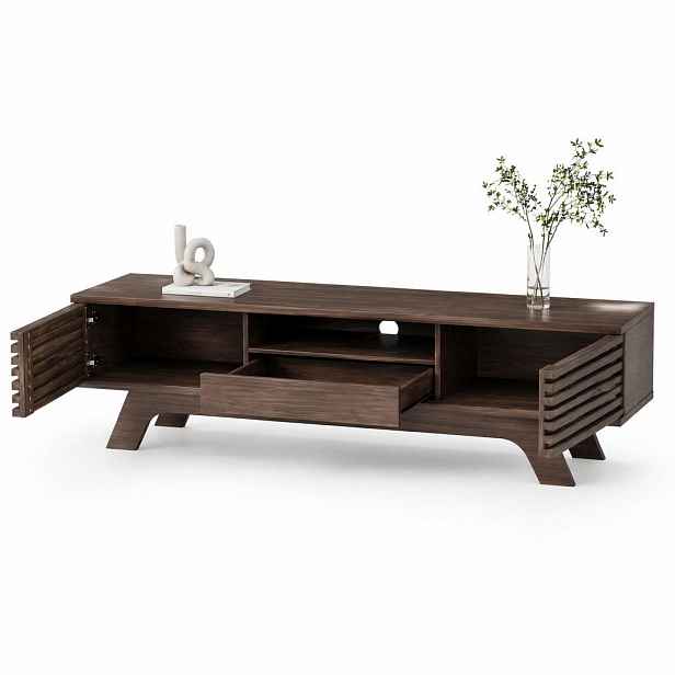 STILVORA TV STOLEK vintage dřevo, 1 zásuvka, 2 dvířka, do obývacího pokoje, 150×35×44 cm
