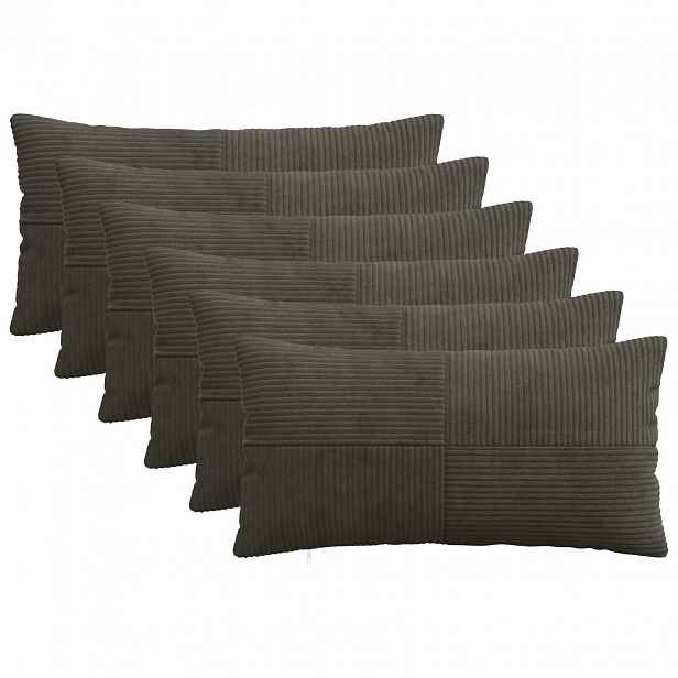 vidaXL Povlak na polštář 6 pcs ALMELO Antracitová 40 x 70 cm manšestr