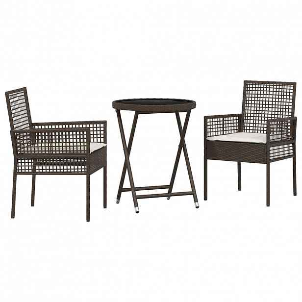 vidaXL Zahradní bistro set 3 ks Hnědá polyratan