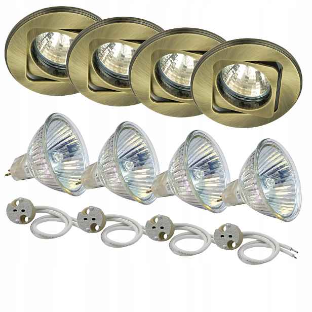 4x Halogenové stropní svítidlo UO-16 Patina žárovka MR16 36st 50W Sada