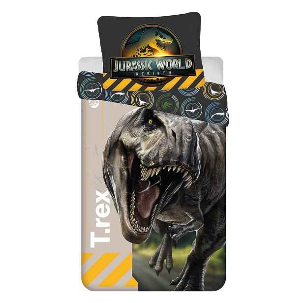 Bavlněné dětské povlečení na jednolůžko 140x200 cm Jurassic World "T-Rex" – Jerry Fabrics