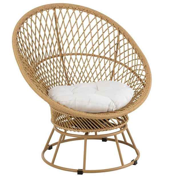 Béžové ratanové zahradní točící křeslo Zayo Beige - 88*92*100cm J-Line by Jolipa