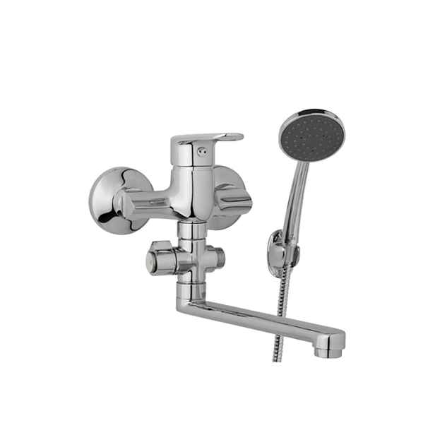JB Sanitary Finery F10 32 11 - Nástěnná umyvadlová a sprchová baterie 100 mm; otočný přepínač; s příslušenstvím; ramínko 300 mm