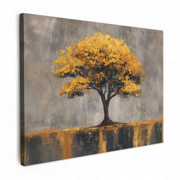 MuchoWow OBRAZ NA PLÁTNĚ Strom - listy - zlaté - abstraktní 40x30 cm