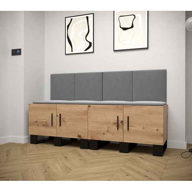 Předsíňová sestava RUMIE 20 - dub artisan, šedé panely