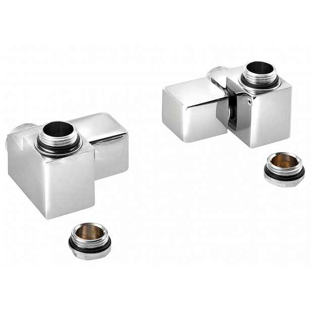 Sapho Cube Combi - Připojovací sada ventilů k topnému tělesu, rohová pravá, chrom CP561S