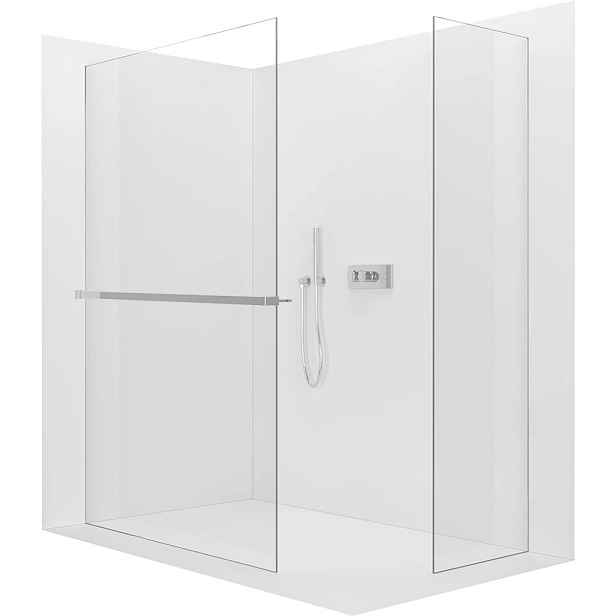 Sprchová zástěna Walk-in Crystal T L/P - 8 mm - bezvzpěrový systém + polička/držák na ručníky - chrom, transparentní sklo - 120x120x200 cm