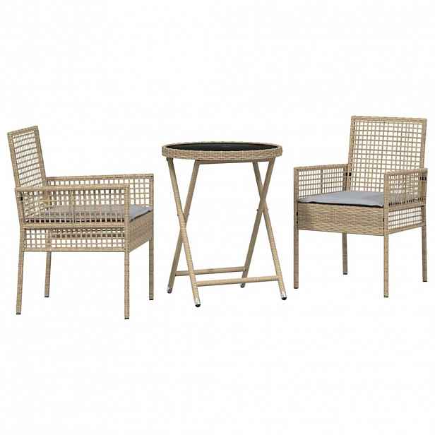 vidaXL Zahradní bistro set 3 ks Béžová polyratan