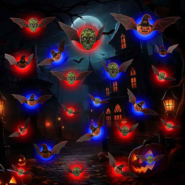 Dekorace na Halloween, 3D, Led, samolepky na zeď, 8 velikostí, z Pvc