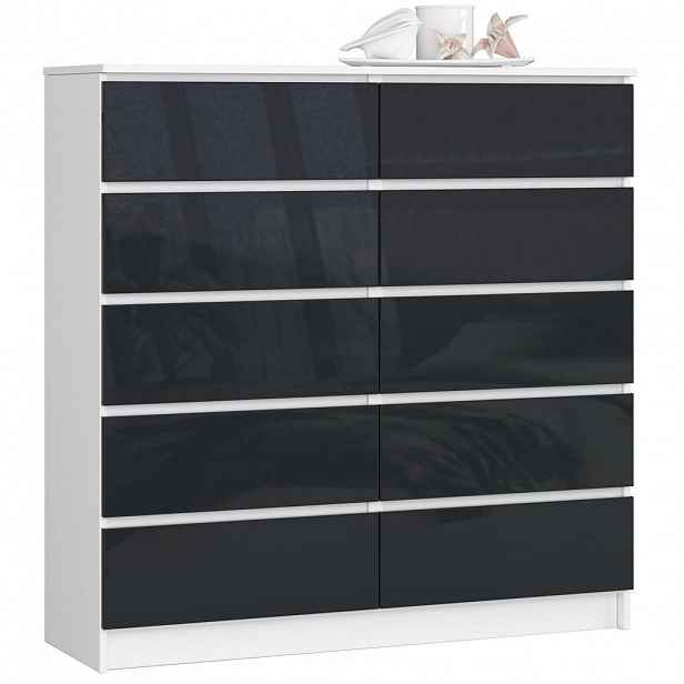 RAUMHIRSCH FURNITURE KOMODA Bílá, lesklá grafitová 121/120/40