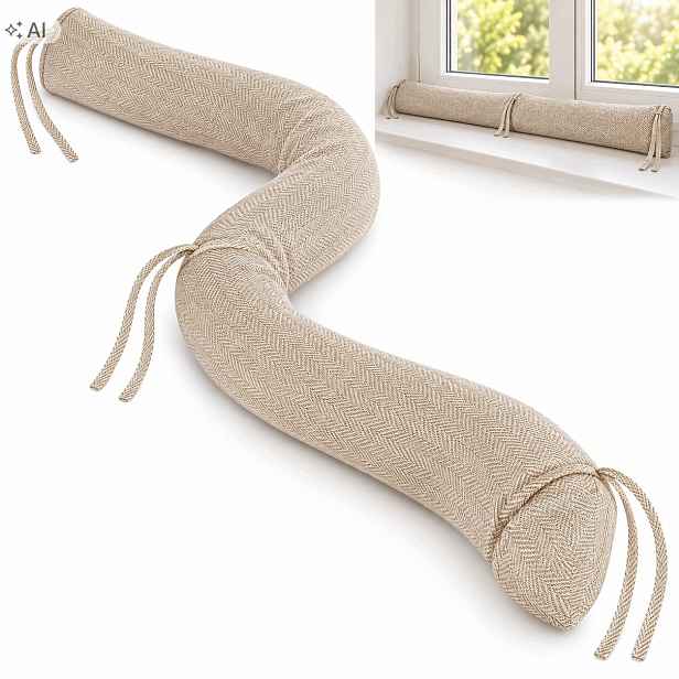 Váleček pod dveře a okno 120 cm Béžový Hrubý na průvan potah na prádlo