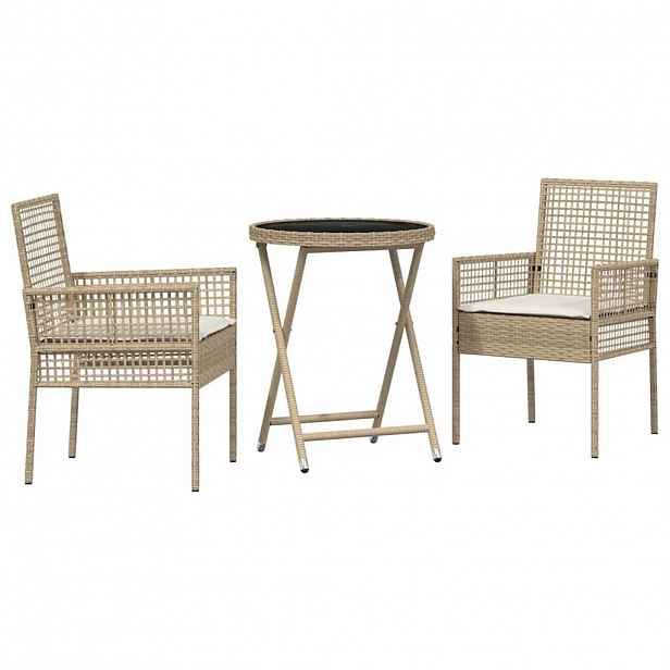 vidaXL Zahradní bistro set 3 ks Béžová polyratan