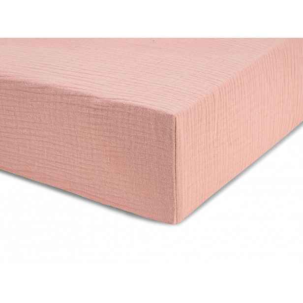 Jednolůžkové prostěradlo z mušelínu 90x200 cm Zvolte barvu: Pudrová
