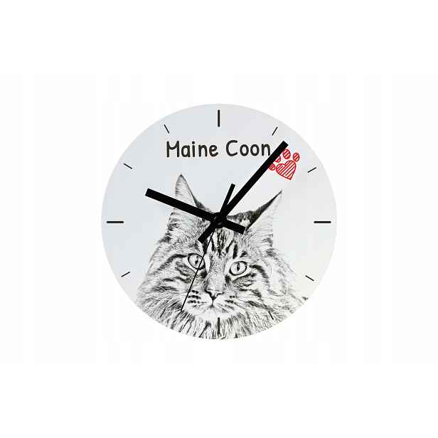 Kočka Maine Coon hodiny s kočkou závěsné a stojící, personalizace fotografií