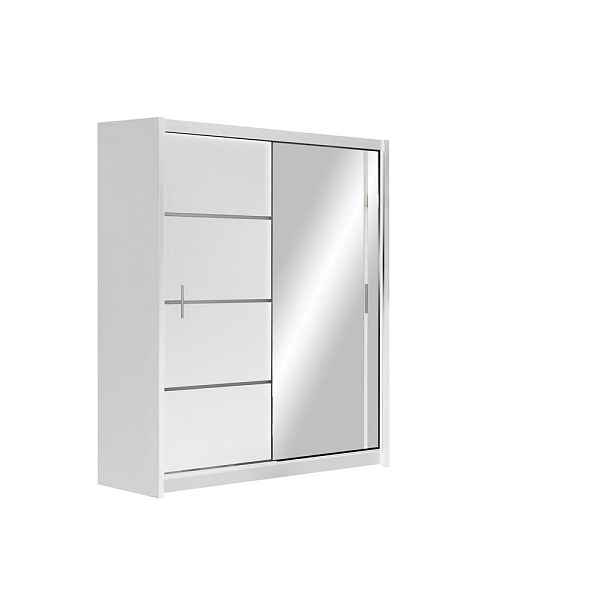 MASSENO ŠATNÍ SKŘÍŇ S POSUVNÝMI DVEŘMI NASUS, 180/215/61 cm 2dveřová se zrcadlem, bílá