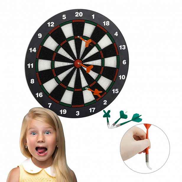Relaxdays TERČ Černá Bílá softdart s 6 plastovými šipkami 42 cm