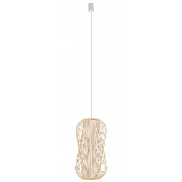 Závěsná lampa Puket Bílá Hnědá Abažur 1xE27 30 cm Stropní Svítidlo Pokoj