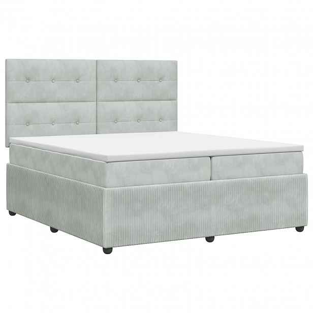 vidaXL Postel boxspring s matrací Světle šedá 200 x 200 cm Samet