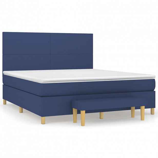 vidaXL Box spring postel s matrací modrá 180x200 cm textil